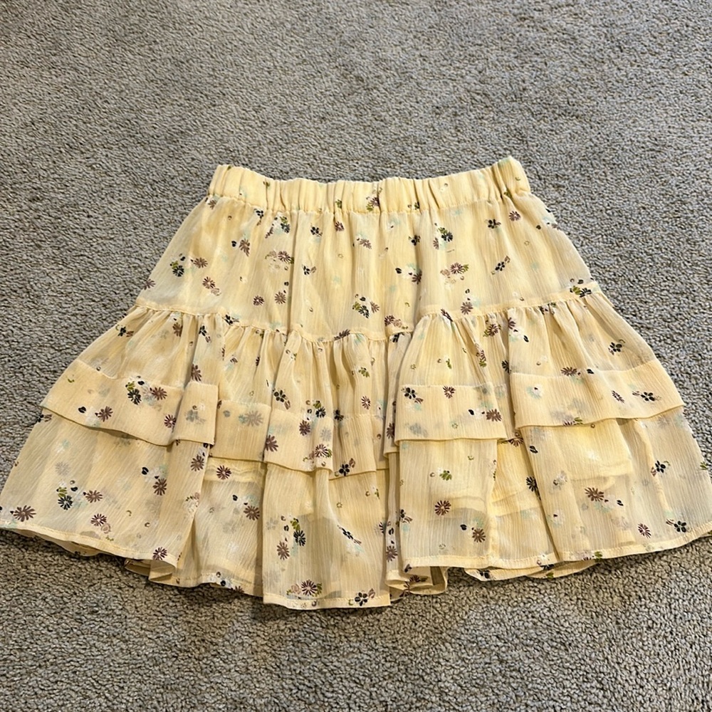 Free people floral ruffle flowy skirt